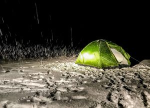 Imagine pitching this tent in the dark and snowing!